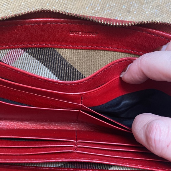 Burberry red leather long wallet classic - Picture 7 of 11